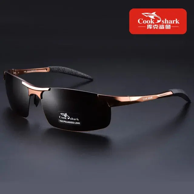 Cook Shark's new aluminum magnesium sunglasses men's sunglasses HD polarized driving drivers color glasses tide