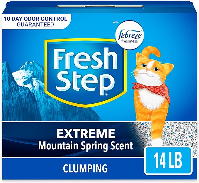 Fresh Step Clumping Cat Litter, Extreme, Long Lasting Odor Control Kitty Litter with Activated Charcoal, Low Dust Formula, 14 lb