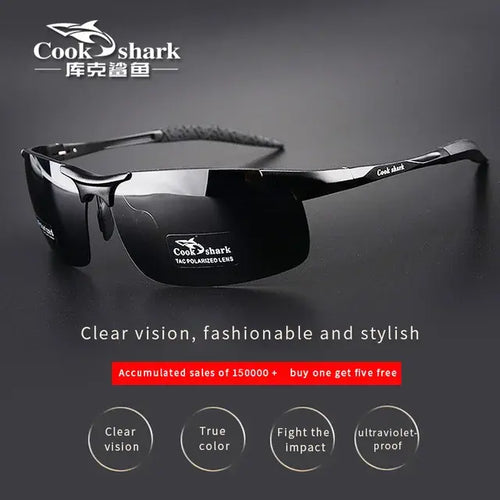 Load image into Gallery viewer, Cook Shark&#39;s new aluminum magnesium sunglasses men&#39;s sunglasses HD polarized driving drivers color glasses tide
