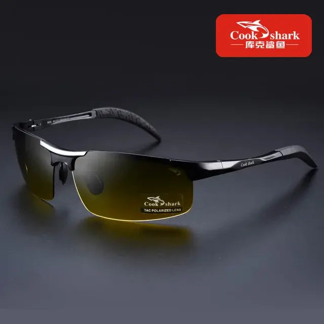 Cook Shark's new aluminum magnesium sunglasses men's sunglasses HD polarized driving drivers color glasses tide