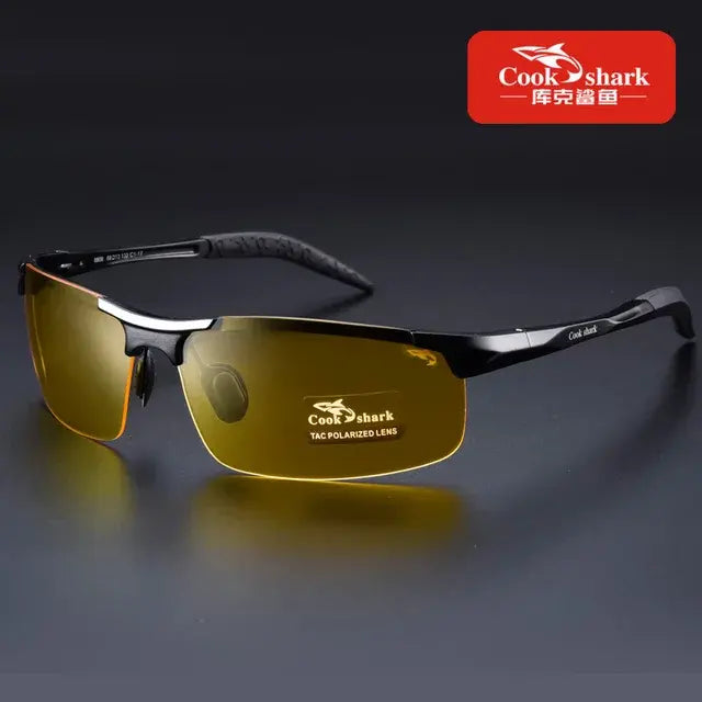 Cook Shark's new aluminum magnesium sunglasses men's sunglasses HD polarized driving drivers color glasses tide