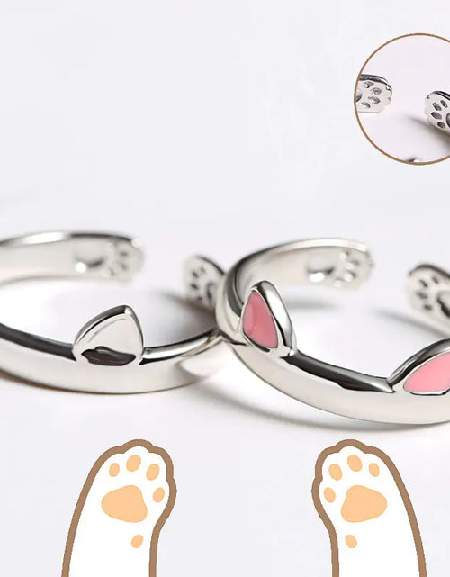 Load image into Gallery viewer, Black and White Cat Couple Rings
