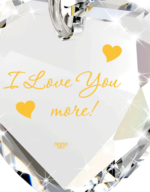 Load image into Gallery viewer, Tiny Heart Jewelry Set 24k Gold Inscribed I Love You More Necklace and Drop Earrings
