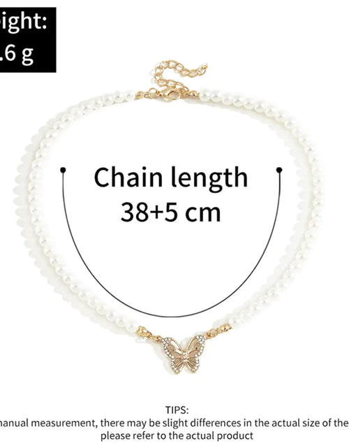 Load image into Gallery viewer, Rhinestone Butterfly Pendant Pearl Necklace
