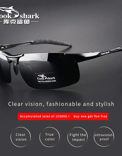 Load image into Gallery viewer, Cook Shark&#39;s new aluminum magnesium sunglasses men&#39;s sunglasses HD polarized driving drivers color glasses tide
