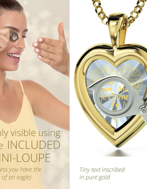 Load image into Gallery viewer, Gold Plated Silver Heart Jewelry Set I Love You Necklace in 120 Languages and Crystal Earrings
