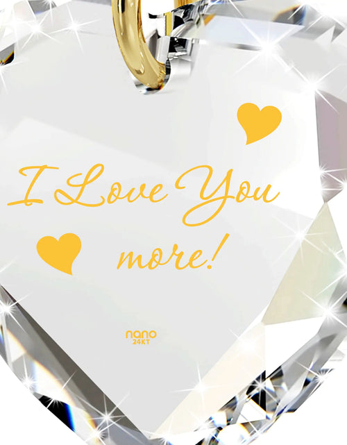 Load image into Gallery viewer, Tiny Heart Jewelry Set 24k Gold Inscribed I Love You More Necklace and Drop Earrings
